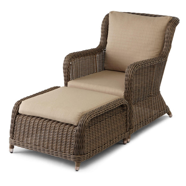 Wicker chair & footrest